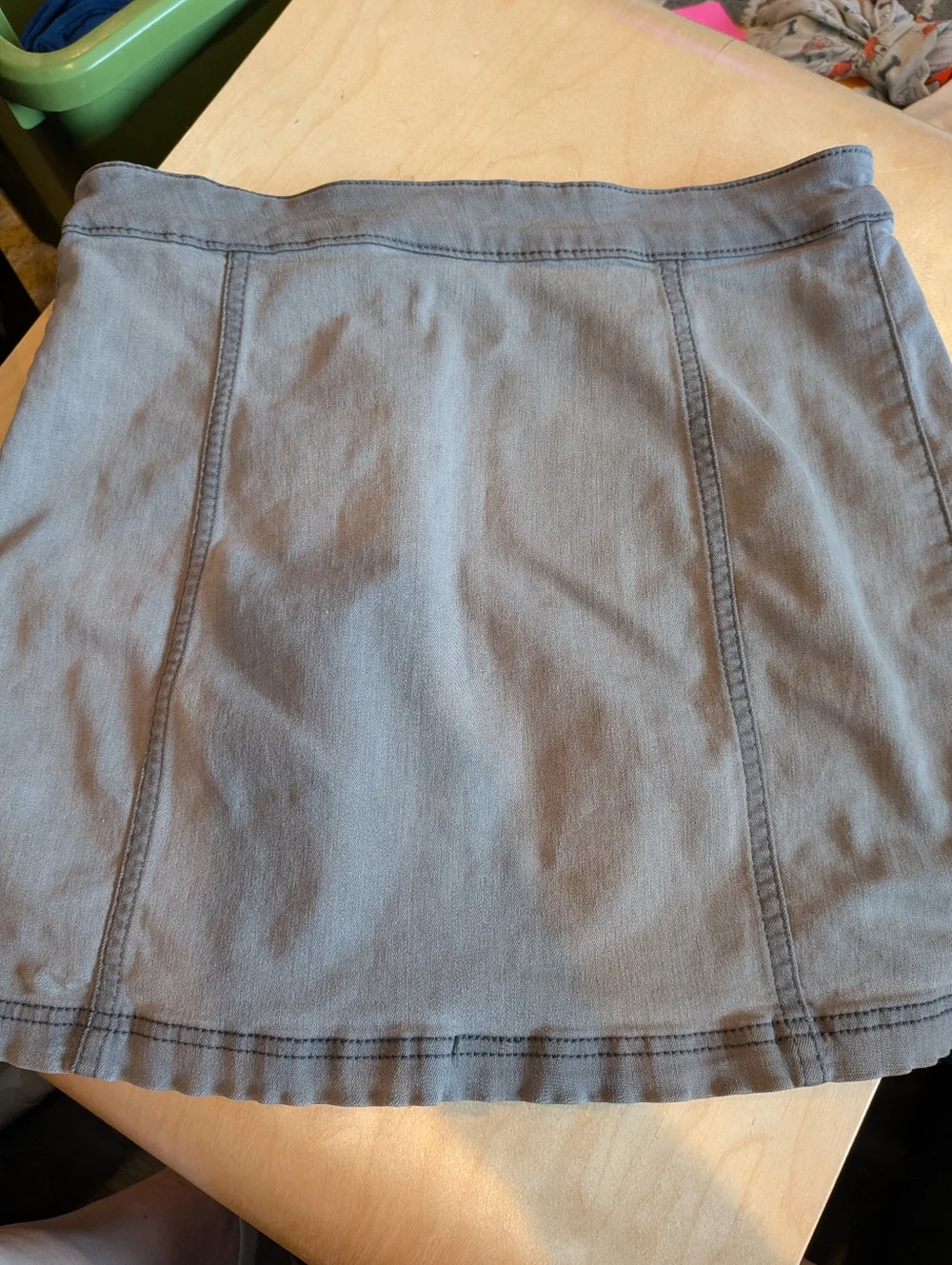 Free People We The Free Button Front Mini Skirt Olive Gray Stretch Size M